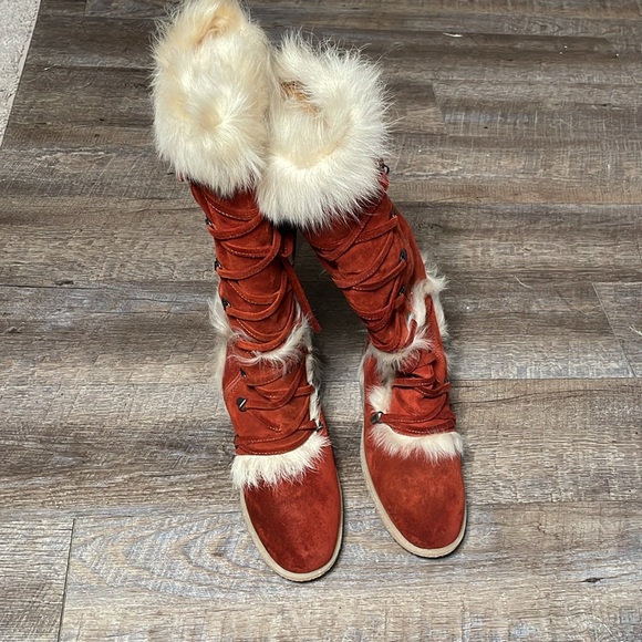 NWOT Coach Andi suede fur vintage boots - Picture 2 of 10